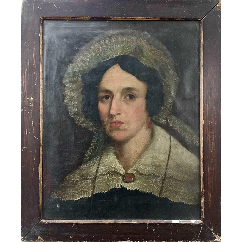 1475 - 19th Century British School Portrait of a Lady Oil on panel Inscribed to verso 'Mrs Brodie (Spanish)... 