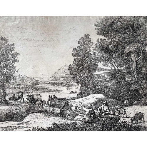 1485 - NICOLAES BERGHEM (1629-1683) Rural scene. Etching 25cm x 19cm Together with another 17th century etc... 