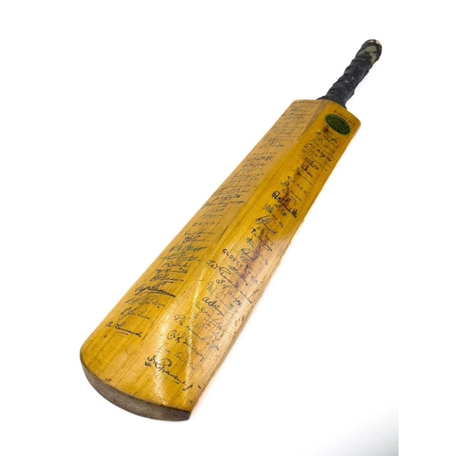 149 - A Signed 1949 cricket bat 4th New Zealand test at The Oval. The signatures include Len Hutton, Denis... 