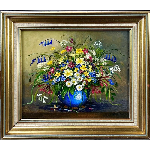 1490 - Wilfred KINGSFORD (20th Century British School) Two floral still life paintings Gouache Each signed,... 