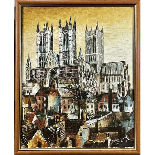 1491 - Leslie Gurwin THOMAS (1914-1975) 'Notre Dame de Paris' Oil on board Signed 'Tommy' and dated 1967 Fu... 