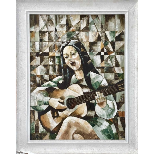 1492 - Leslie Gurwin THOMAS (1914-1975) Bagpiper Painted in the Cubist manner Oil on canvas Signed and date... 