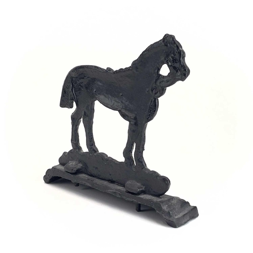 16 - A Victorian cast iron doorstop of a horse. Width 23.5cm, together with another of Mr. Punch, height ... 