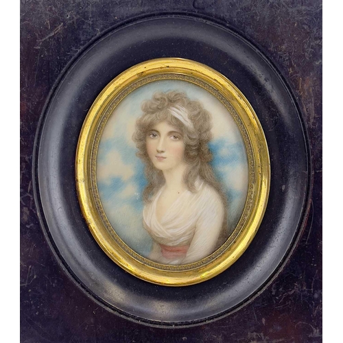 160 - After Andrew Plimer a portrait miniature of Mrs Ormsby Hamilton. Painted on ivory, inscribed to vers... 