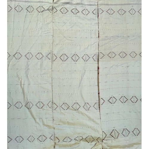 1611 - A cotton African textile with geometric designs. 135cm x 230cm, together with two other African text... 