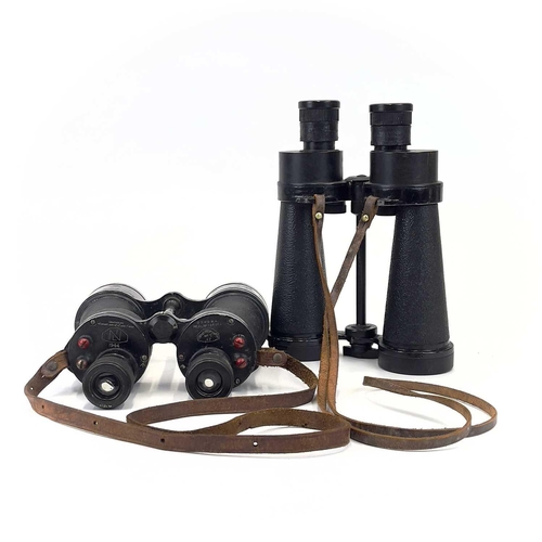 163 - A pair of WWII British Naval binoculars by Barr & Stroud. 7 X CF2 with leather case, together with a... 