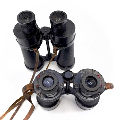 163 - A pair of WWII British Naval binoculars by Barr & Stroud. 7 X CF2 with leather case, together with a... 