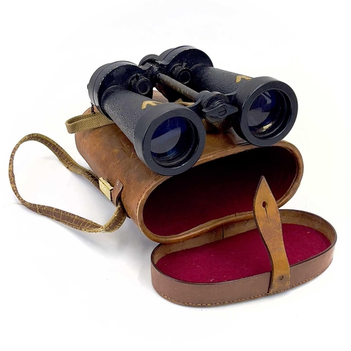 163 - A pair of WWII British Naval binoculars by Barr & Stroud. 7 X CF2 with leather case, together with a... 