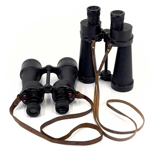 163 - A pair of WWII British Naval binoculars by Barr & Stroud. 7 X CF2 with leather case, together with a... 