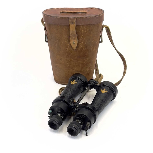 163 - A pair of WWII British Naval binoculars by Barr & Stroud. 7 X CF2 with leather case, together with a... 