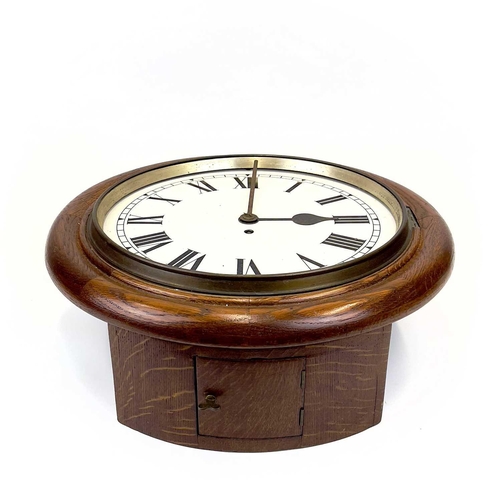 1700 - A late Victorian oak fusee wall clock. With white painted dial, diameter 47.5cm.