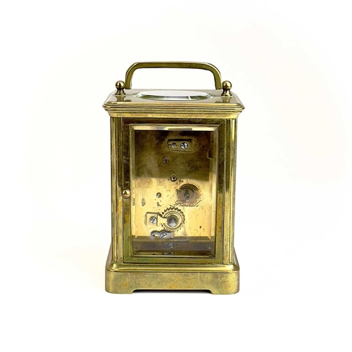 1707 - A French brass carriage clock. Circa 1900, the dial marked Howell James & Co to the Queen Paris, hei... 