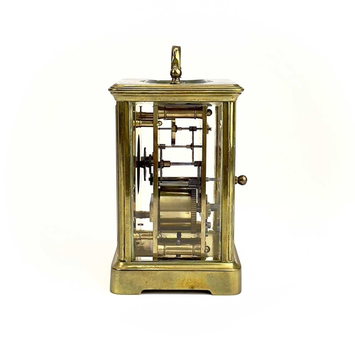 1707 - A French brass carriage clock. Circa 1900, the dial marked Howell James & Co to the Queen Paris, hei... 