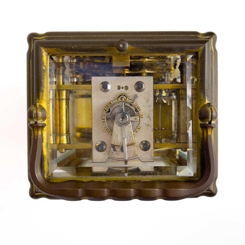 1708 - A French repeater brass cased carriage clock retailed by Page, Keen & Page, Paris. Late 19th century... 