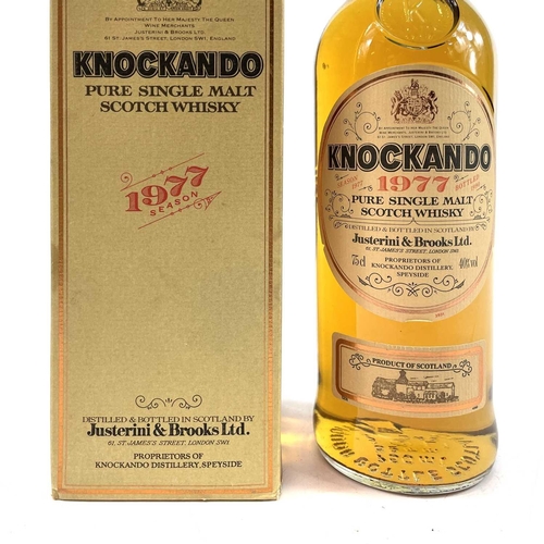 171 - Whisky - Knockando Pure Single Malt Scotch Whisky. 1977 Season, 75cl, 40% vol., boxed and with leafl... 