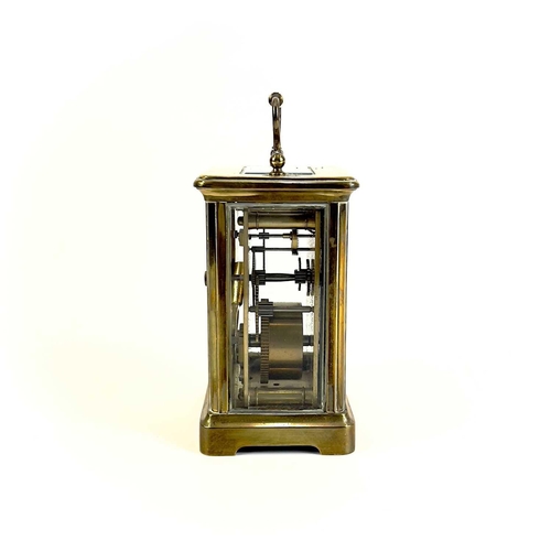 1710 - A French brass cased carriage timepiece, retailed by Hamilton & Co, Calcutta. Early 20th century, wi... 