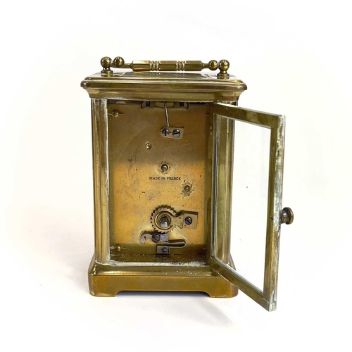 1710 - A French brass cased carriage timepiece, retailed by Hamilton & Co, Calcutta. Early 20th century, wi... 