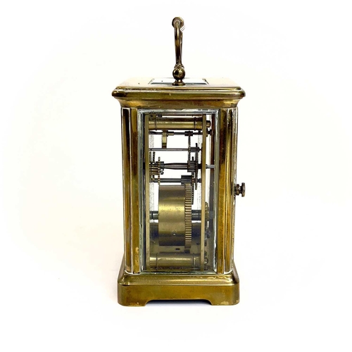 1710 - A French brass cased carriage timepiece, retailed by Hamilton & Co, Calcutta. Early 20th century, wi... 