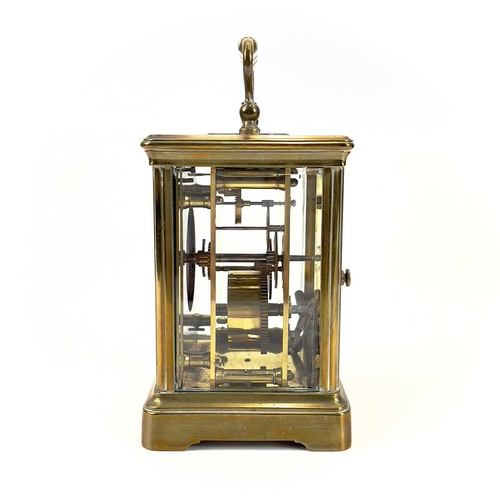 1711 - A French brass cased carriage timepiece, retailed by Mappin & Webb, London. Circa 1900, with travel ... 