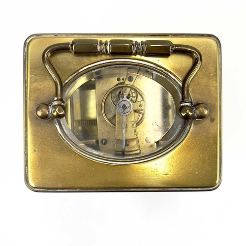 1712 - A French brass cased carriage timepiece. Early 20th century, the base stamped CH, height 10.5cm.