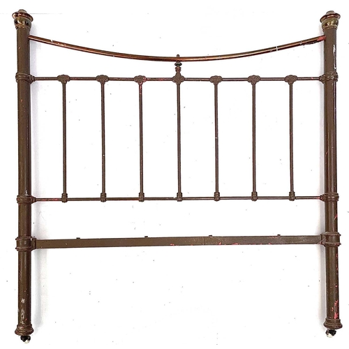 1800 - A Victorian brass and painted steel bed head and end. With tubular rails and side rails, height 140c... 