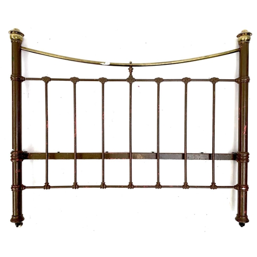 1800 - A Victorian brass and painted steel bed head and end. With tubular rails and side rails, height 140c... 