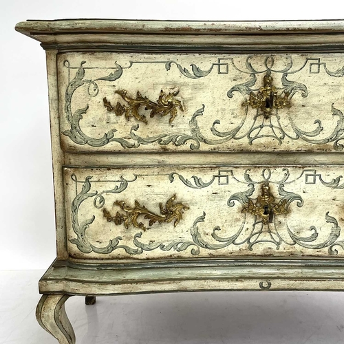 1807 - A Continental commode painted in the Chinoiserie style. 19th century, the two long drawers with orna... 