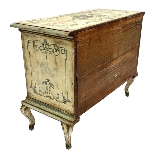 1807 - A Continental commode painted in the Chinoiserie style. 19th century, the two long drawers with orna... 