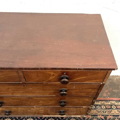 1821 - A 19th century mahogany chest. Fitted with two short and three long drawers, height 91cm, width 107.... 