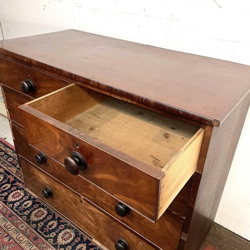 1821 - A 19th century mahogany chest. Fitted with two short and three long drawers, height 91cm, width 107.... 