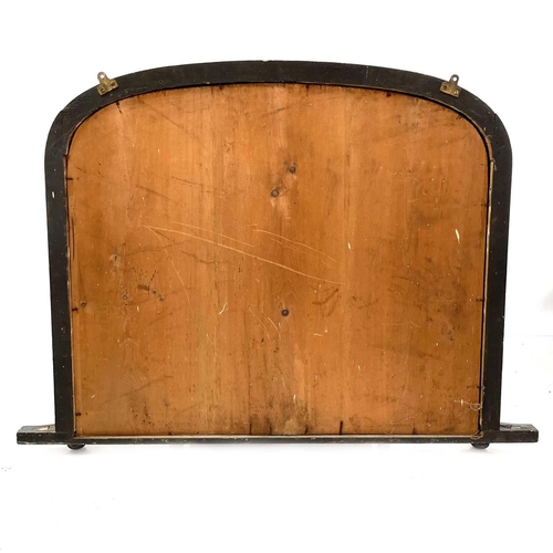 1830 - A Victorian gilt gesso and painted overmantel mirror. With arched top, height 78cm, width 108cm.