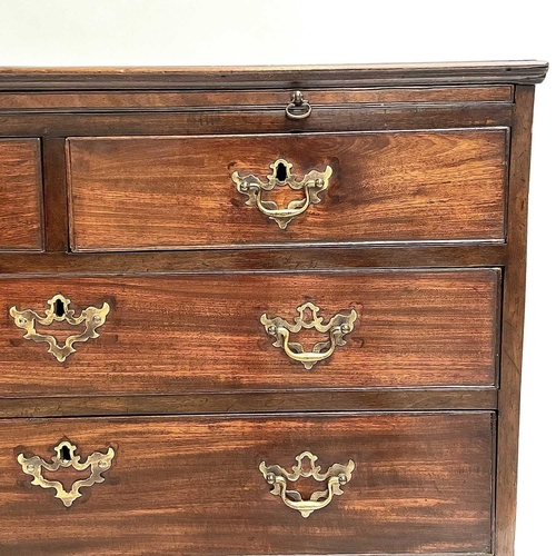 1835 - A George II mahogany chest. With a brushing slide, above two short and three long graduated drawers,... 