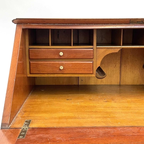 1846 - A mahogany writing bureau. Circa 1850, with fall front and fitted with four long drawers on bracket ... 