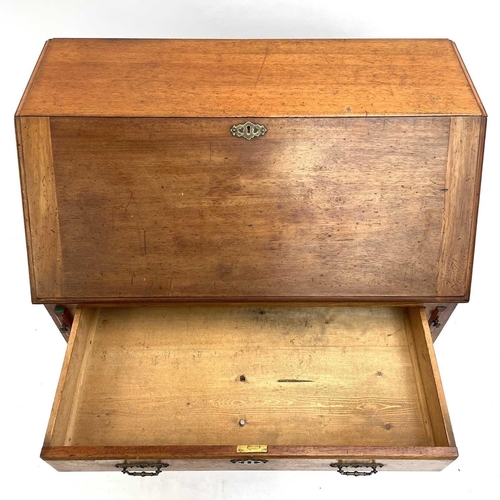 1846 - A mahogany writing bureau. Circa 1850, with fall front and fitted with four long drawers on bracket ... 