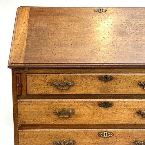 1846 - A mahogany writing bureau. Circa 1850, with fall front and fitted with four long drawers on bracket ... 