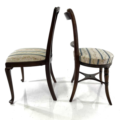 1871 - A Regency mahogany side chair. With bar back and circular seat, formerly adjustable, together with a... 