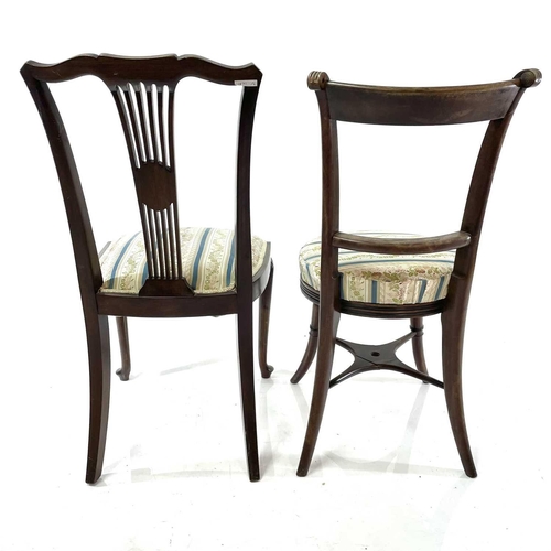 1871 - A Regency mahogany side chair. With bar back and circular seat, formerly adjustable, together with a... 