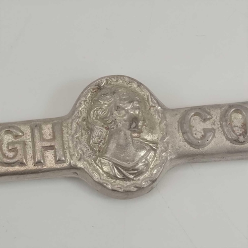 188 - A tin bar ingot of modern construction. Cast with the inscription 'LADY RASHLEIGH CONSOLS' and the m... 