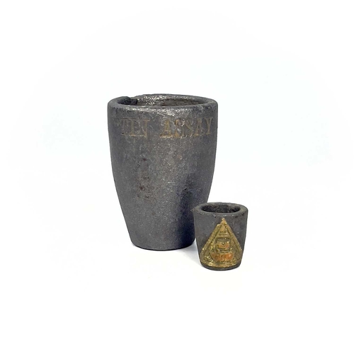 189 - Two tin smelting and assay crucibles of modern design. Heights 7.5cm and 2.75cm. This large collecti... 