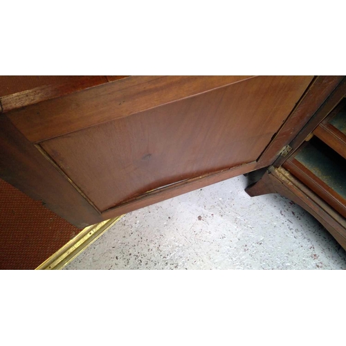 1904 - A George III mahogany and satinwood banded secretaire bookcase. With an arcaded frieze, above two ar... 