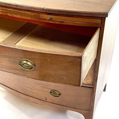 1921 - A 19th century mahogany bow front chest. Fitted a brushing slide above three graduated long drawers ... 