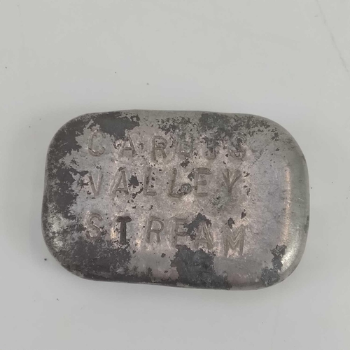 194 - Rare location tin. A small tin ingot, bearing inscription ‘CARBIS VALLEY STREAM' to obverse, 'TIN' t... 