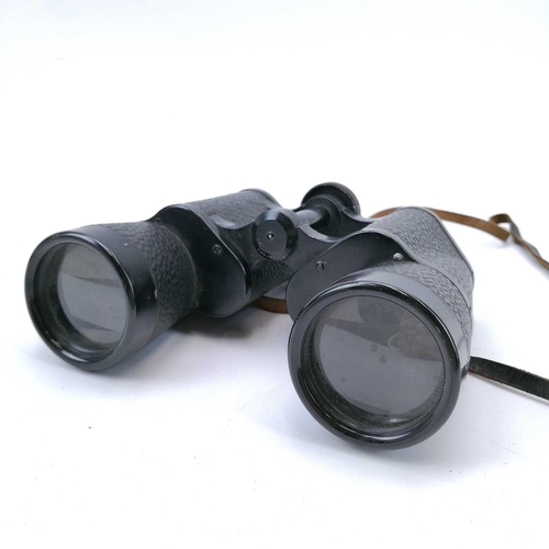 20 - Carl Zeiss Jena Telarem 18x 50 binoculars. Circa 1930s with three colour filters, original leather c... 