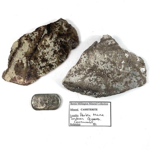 204 - Two cut specimens of Parka Mine (Indian Queens) tin ore. 13cm x 9.5cm x 2cm and 13.5cm x 7cm x 1.5cm... 