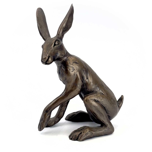 226 - A Paul Jenkins bronzed sculpture, 'Hugo Hare'. Height 28.5cm, together with three Joanna Martins bro... 