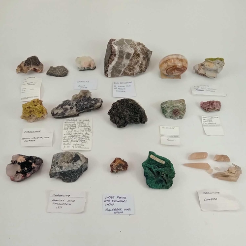 228 - A collection of identified mineral specimens. Including Pyromorphite from Roughton Gill Cumbria, Apa... 