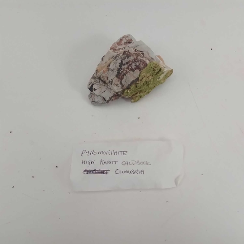 228 - A collection of identified mineral specimens. Including Pyromorphite from Roughton Gill Cumbria, Apa... 