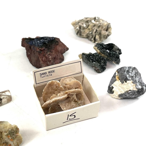 230 - A collection of identified mineral specimens. Including Sprudelstein, Cinnebar Realgar, Dog Tooth ca... 