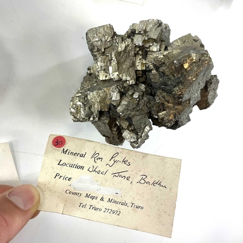 254 - A group of four good mineral specimens. Including Iron Pyrite from Wheal Jane Baldhu Cornwall, Quart... 