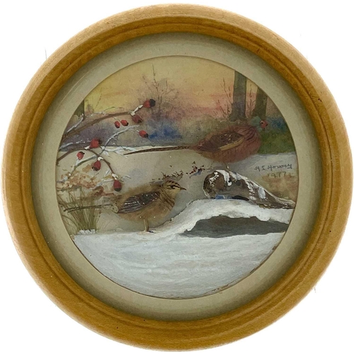 263 - H E Hervey RMS, seven miniature diorama 'Nature Studies' in convex glass frames. All bar one titled ... 